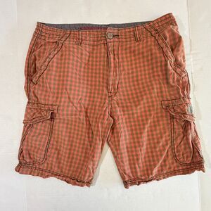 UnionBay, Me's Y2K Plaid Cargo Shorts, 38 Orange & Gray